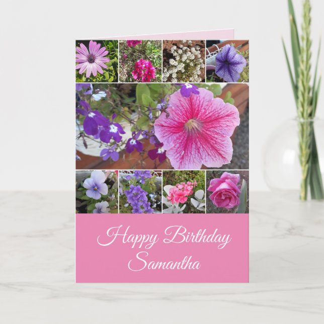 Carte Fleurs roses Floral Rose Petunia Daisy Anniversair (Devant)