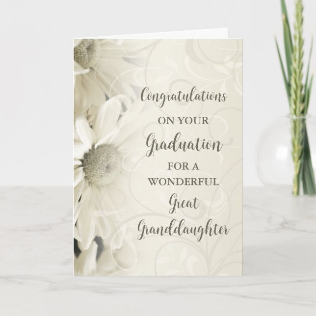 Carte Fleurs roses Grande Petite-Fille Graduation (Devant)
