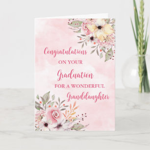Carte Fleurs roses Grandgirl Graduation