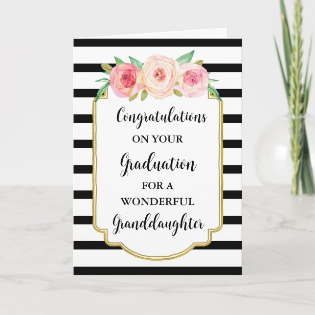 Carte Fleurs roses Grandgirl Graduation (Devant)