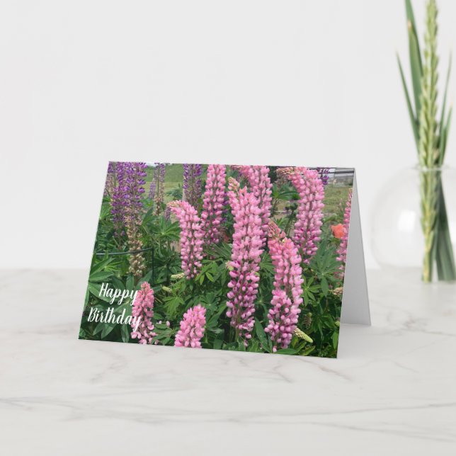 Carte Fleurs roses Joyeux anniversaire (Devant)