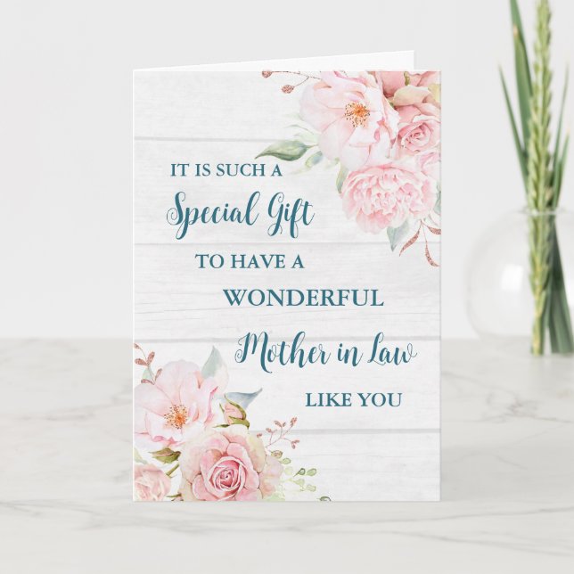 Carte Fleurs roses Mère en droit Bonne fête des mères (Devant)