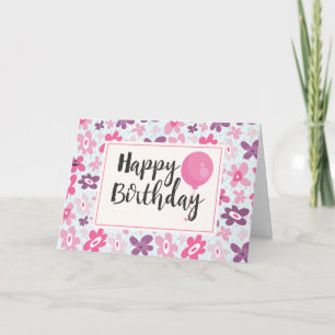 Carte Fleurs roses mignonnes Motif Whimsical Anniversair