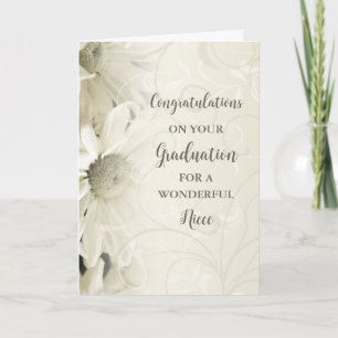 Carte Fleurs roses nièce Félicitations Diplôme