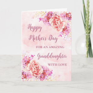 Carte Fleurs roses Petite-fille Bonne fête des mères