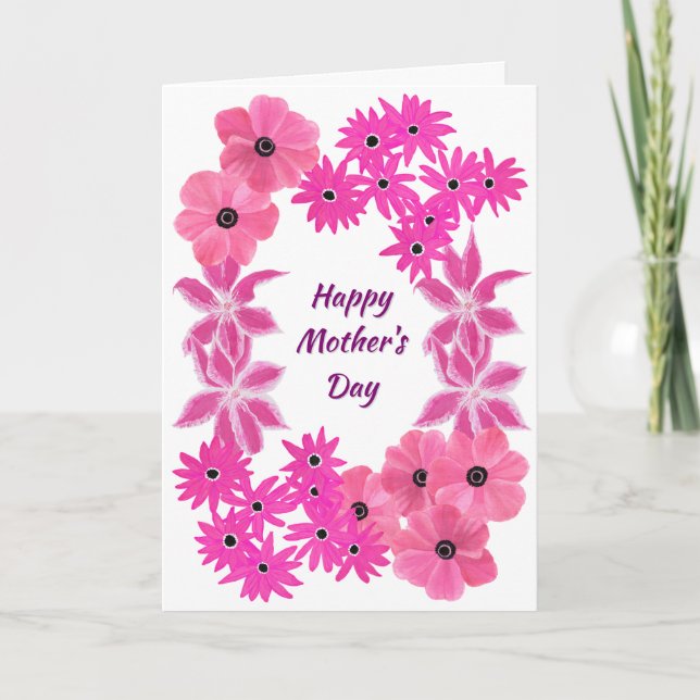 Carte Fleurs roses pour la fête des mères (Devant)