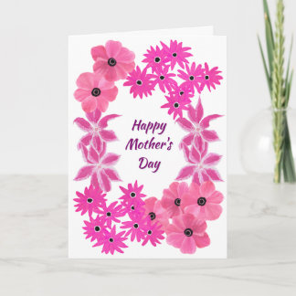 Carte Fleurs roses pour la fête des mères