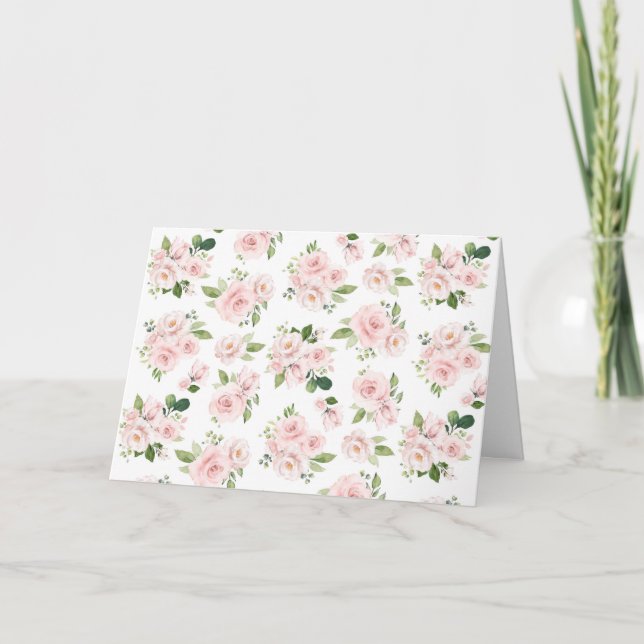 Carte Fleurs roses, Roses roses, Fleurs Aquarelles (Devant)