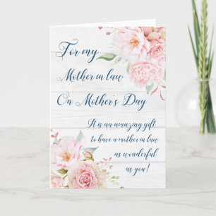 Carte Fleurs roses rustiques Fête des Mères Mère en droi