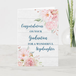 Carte Fleurs roses Stepgirl Graduation