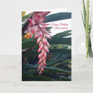 Carte Fleurs roses tropicales Élégantes Anniversaire