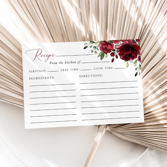 Carte Fleurs Rouges Bourgognes, Boho, Recette Fête des m (Créateur téléchargé)