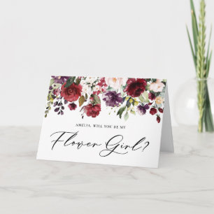 Carte Fleurs rouges et violettes, tu seras ma fille aux