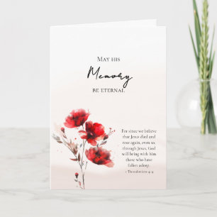 Carte Fleurs rouges éthérées Mémoire éternelle Orthodoxe