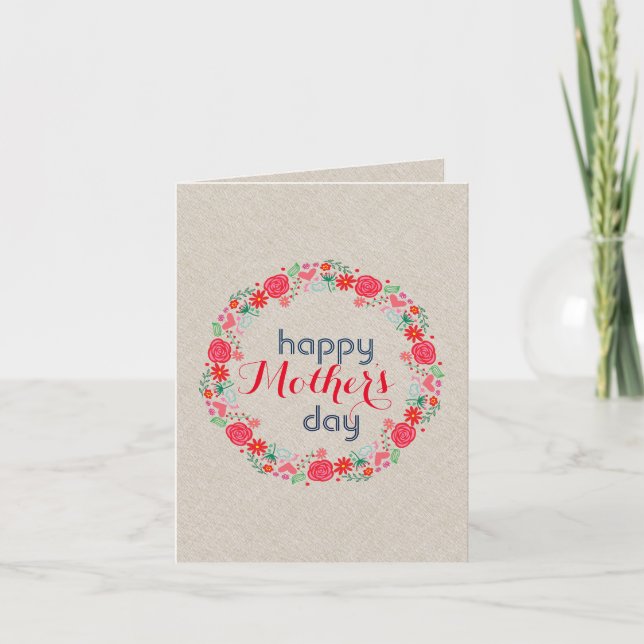Carte Fleurs rouges : Joyeuse fête des mères (Devant)