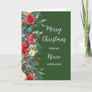 Carte Fleurs rustiques nièce Joyeux Noël
