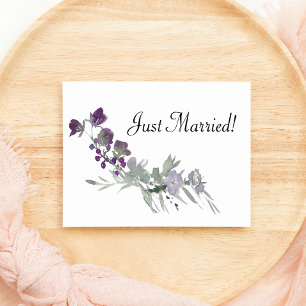Carte Fleurs sauvages aquarelle lavande tout juste marié