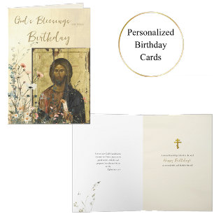 Carte Fleurs sauvages avec l'icône de Jésus Christ Anniv