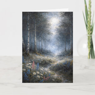 Carte Fleurs sauvages d'anniversaire dans une forêt de b