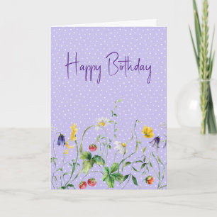 Carte Fleurs sauvages d'anniversaire en Pois