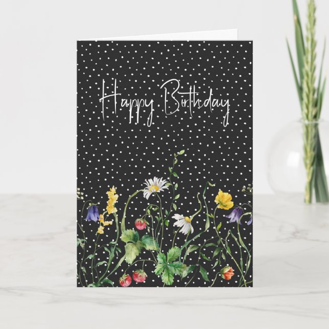 Carte Fleurs sauvages d'anniversaire en Pois (Devant)