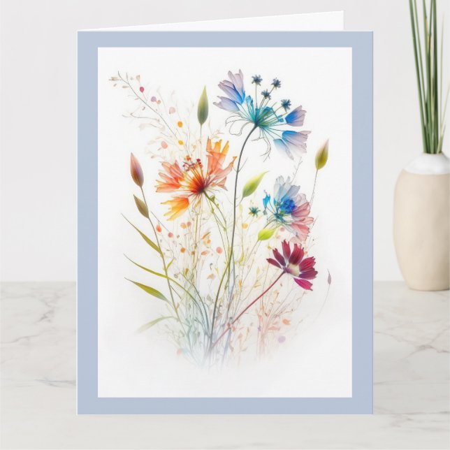 Carte Fleurs sauvages d'aquarelles modernes (Devant)