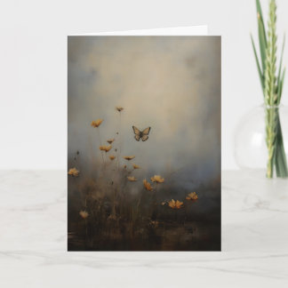 Carte Fleurs sauvages de papillon Art floral vintage, An