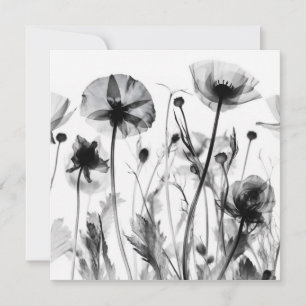 Carte Fleurs sauvages de rayons X noirs et blancs