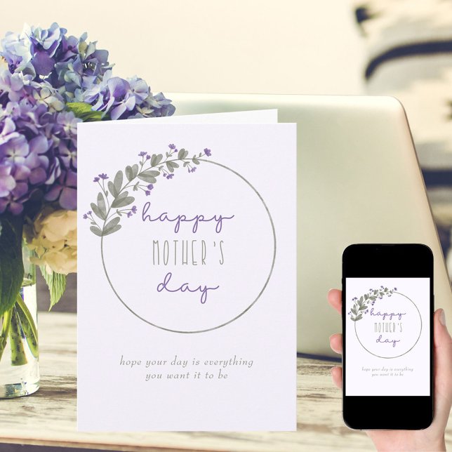 Carte Fleurs sauvages violettes Joyeuse fête des mères s (Créateur téléchargé)