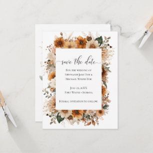 Carte Fleurs Séchées Bohème Automne Réservez la Date