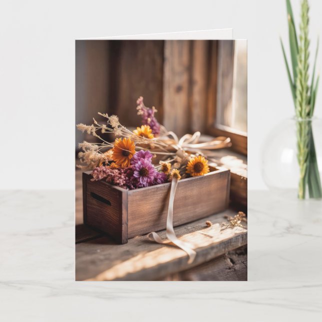Carte Fleurs séchées En Bois (Devant)