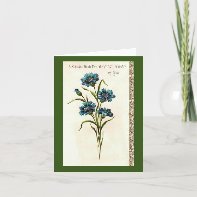 Carte Fleurs Vintage Anniversaire (Devant)