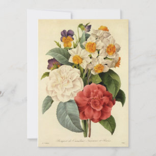 Carte Fleurs Vintage, Camélias et Narcisse, Redoute