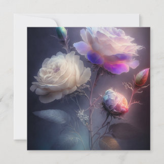 Carte Fleurs vintages de lueur Iridescendantes