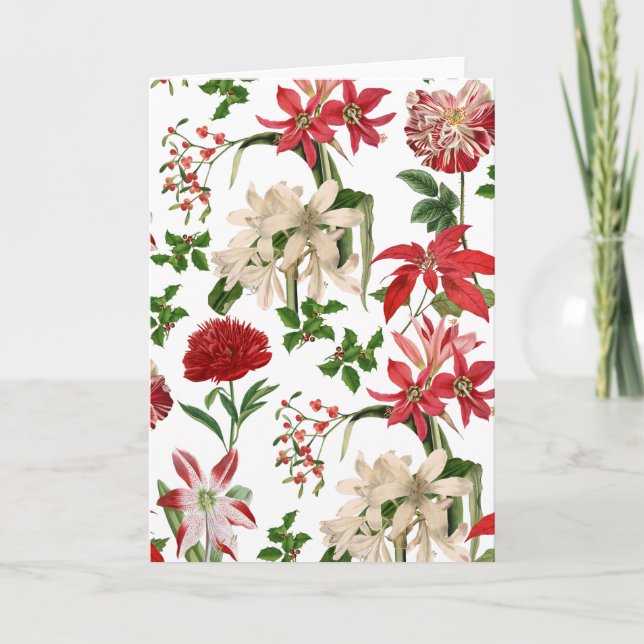 Carte Fleurs vintages modernes de Noël (Devant)