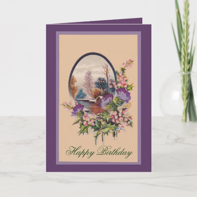 Carte Fleurs violettes et Holly (Devant)