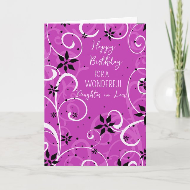 Carte Fleurs violettes Fille en droit Anniversaire (Devant)