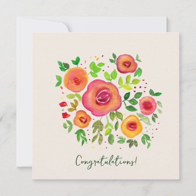 Carte Fleurs vives Bouquet floral Félicitations (Devant)