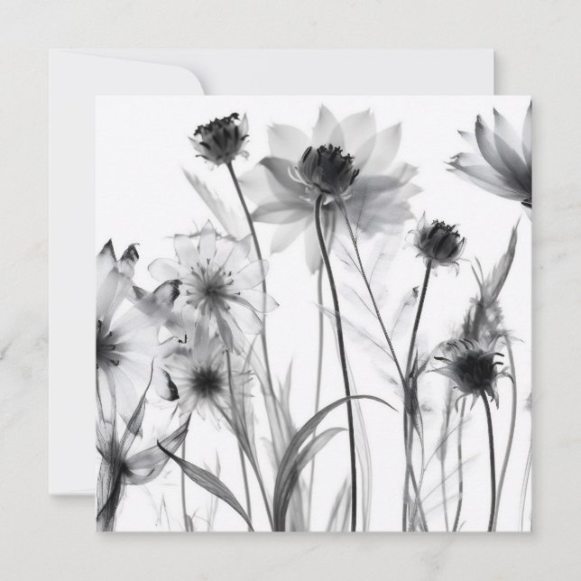 Carte Fleurs X-Ray B&W (Devant)