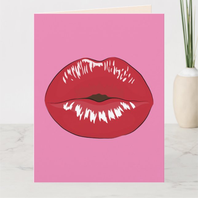 CARTE FLIRTY ROMANTIC KISSES LIPS ANNIVERSAIRE GRANDES C (Devant)