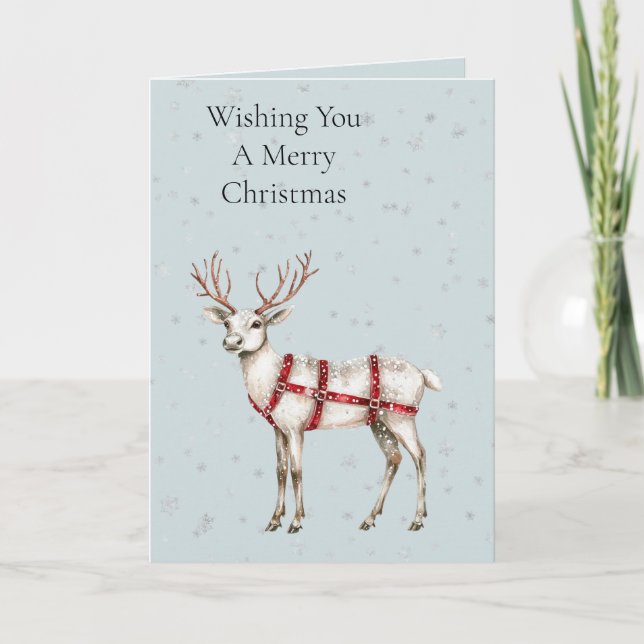 Carte Flocon de neige de Noël Blanc Red Deer (Devant)