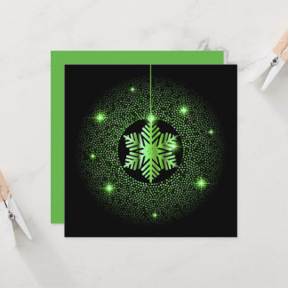 Carte Flocon de Neige Suspendu Brillants sur Fond Noir
