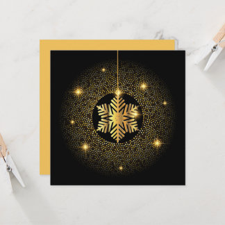 Carte Flocon de Neige Suspendu Brillants sur Fond Noir