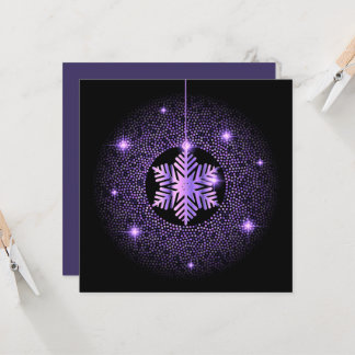 Carte Flocon de Neige Suspendu Brillants sur Fond Noir