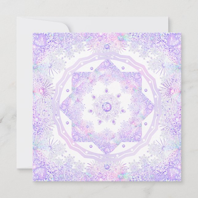 Carte flocon de neige violet clair et coeur étincelant (Devant)