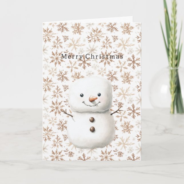 Carte Flocons de crème Bonhomme de neige mignon Noël (Devant)