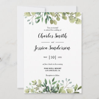 Carte Flora Verde Invitación