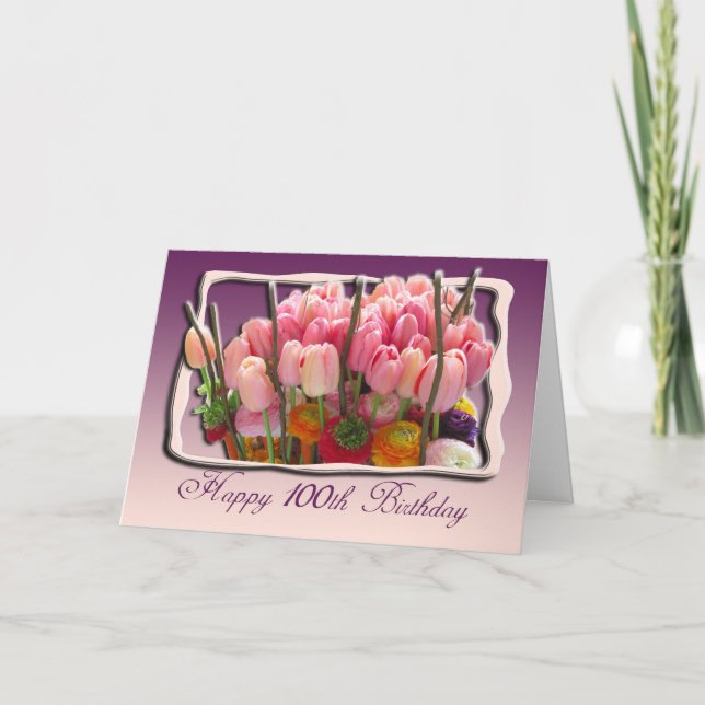 Carte Floral 100th Birthday Félicitations Card (Devant)
