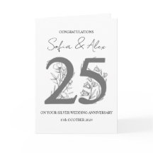 Floral 25e anniversaire mariage salutation