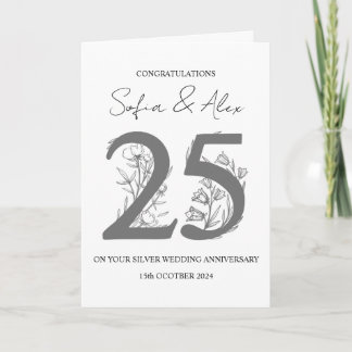 Carte Floral 25e anniversaire mariage salutation